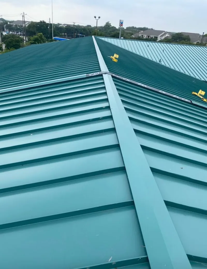 Green commercial metal roof ridge and valley for Metal Roof Repair in Rumson